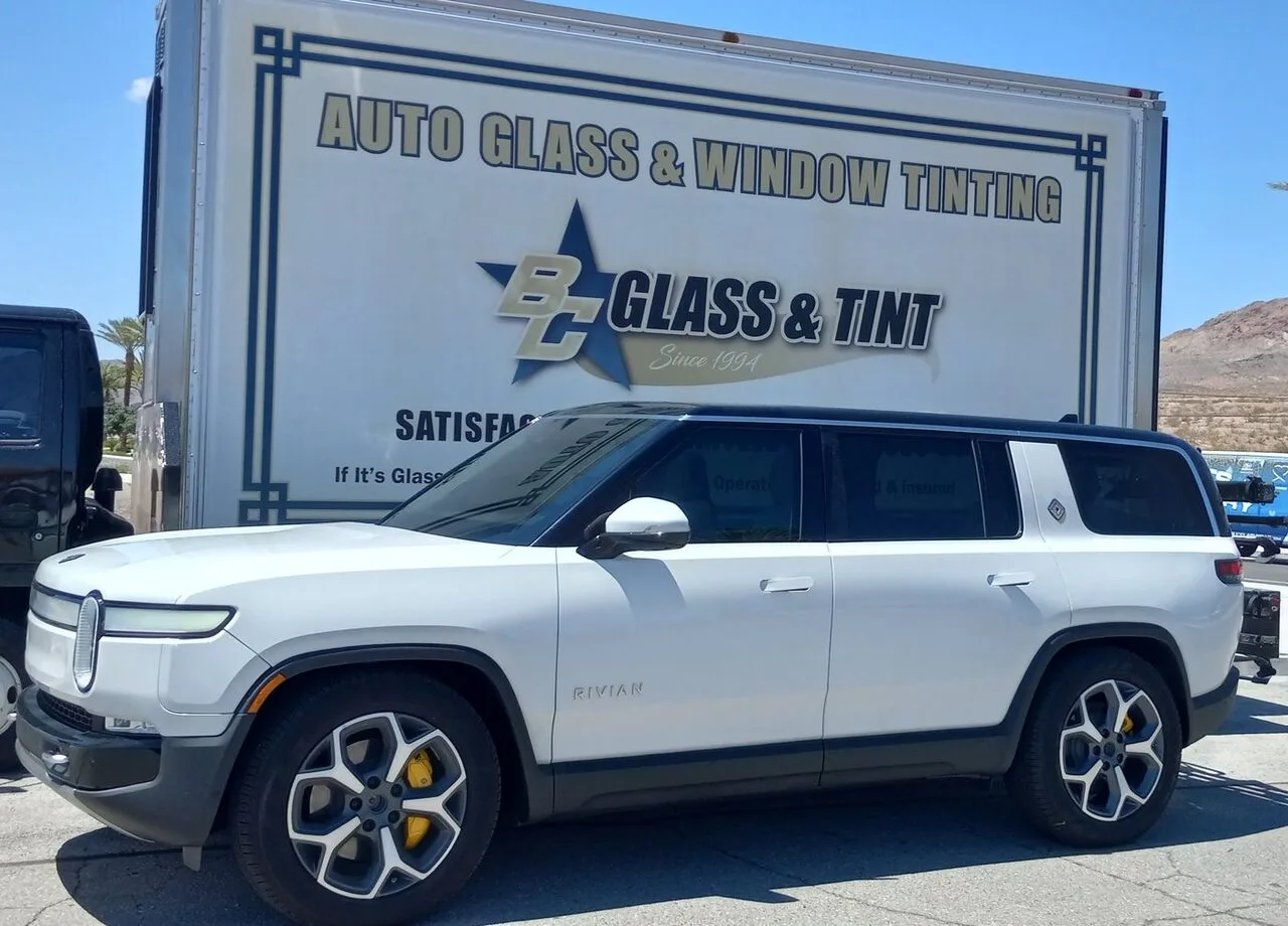 Window tint on a Rivian electric truck